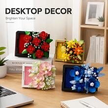687+PCS Floral Bouquet Building Block Set, Creative Pull-Out Flower Box Brick Model, Adult Desktop Display Decor, Home Shelf Decoration, 4 Styles - Building Block Flower Box - View 3