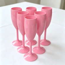 1/6pcs Champagne Cups, Wedding Toasting Cups, 7oz Plastic Reusable Unbreakable Champagne Cups, Suitable For Bachelor Party, Wedding, Bridal Shower - View 1