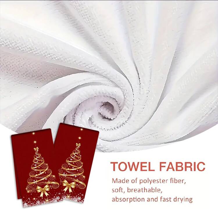 2/4/48pcs Kitchen Dish Towels, Gold Swirl Christmas Tree Print Dish Towels, New Year Kitchen Cleaning Cloths, Household Absorbent Non-Stick Oil Hand Towels, Holiday Atmosphere Decorative Dish Cloths, Multi-Purpose, High Absorbency Kitchen Cleaning Towels - Multicolor - View 7