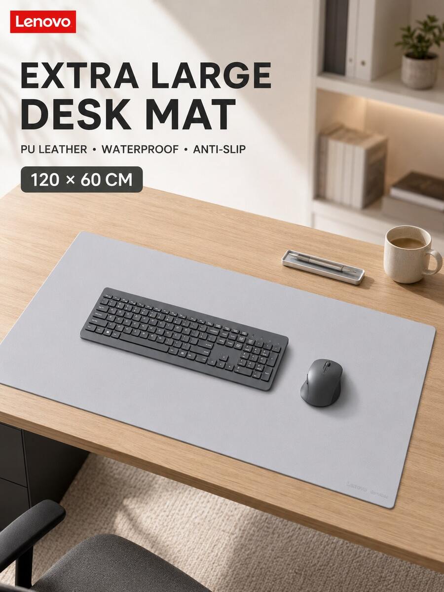 Lenovo PU Leather Large Desk Mat Waterproof Double-Sided Desk Pad 1200x600mm Non-Slip Keyboard Mouse Pad For Office Gaming Laptop - View 1