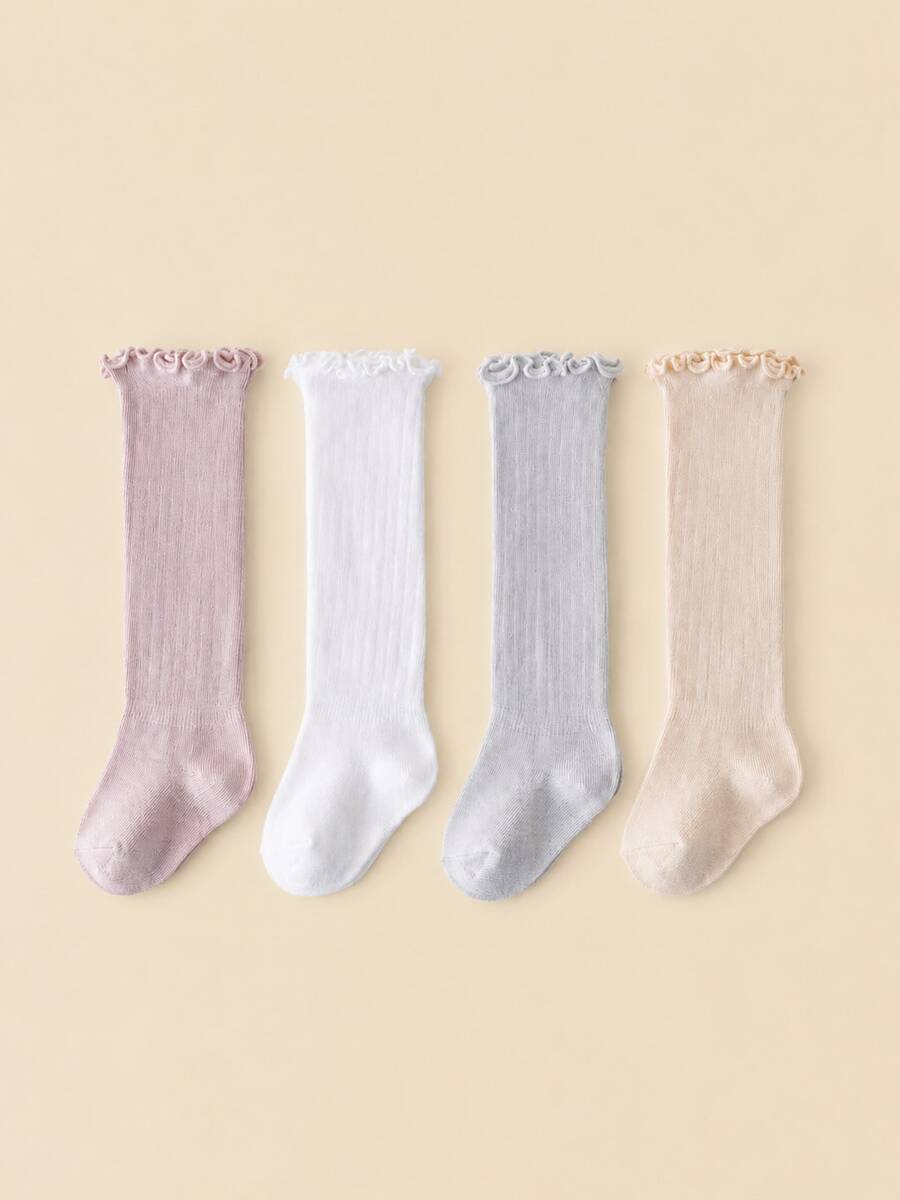 4 Pairs Baby Knee-High Socks, Thin Spring/Autumn Children's Socks - Multicolor - View 1