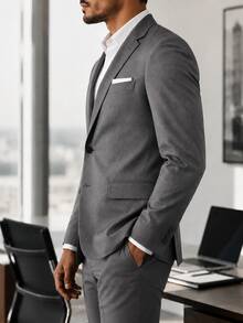Men Plus Size Blazers - Grey - View 3