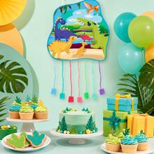 Piñata Infantil de Dinosaurios 47X47cm con Cintas para Tirar, Decoración de Cumpleaños Temático Jurásico, Sin Relleno - Ver 2