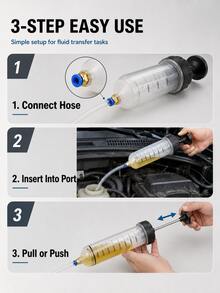 200/500cc Manual Oil Fluid Injection Pump, Dual Function Extraction And Injection, Suitable For Engine Oil, Brake Fluid And Gear Oil, With Extension Tube (Car/Motorcycle), Handheld Syringe-Style Oil Change Pump, Used For Engine Oil, Brake Fluid, Coolant Replacement - A - View 9