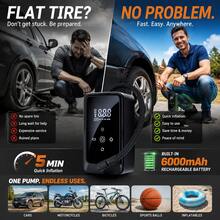 Air Compressor And Inflator Portable Tire Pump 140 PSI Car Air Pump, Digital Tire Inflator, Suitable For Cars/Motorcycles/Bicycles/Ball/Inflatable Mattresses, Road Trip Tool With LED Light, 1300mAh/DC12V.There Is A Link To Sell Only Storage Bags - Black 2 - View 5
