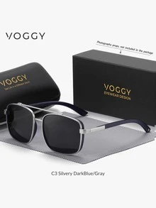 VOGGY 時尚極簡復古金屬 TR 彈簧鉸鏈偏光 UV400 太陽眼鏡，男女通用，適合運動、開車、戶外騎行、釣魚、度假旅行、派對裝飾道具禮物 - Color A - 查看 12