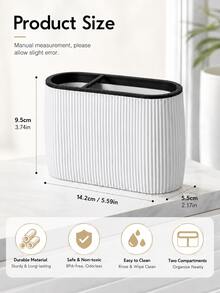 1pc Ribbed Toothbrush Holder, 2-Slot Bathroom Countertop Storage Rack, Suitable For Toothbrush And Toothpaste - Multicolor - View 8