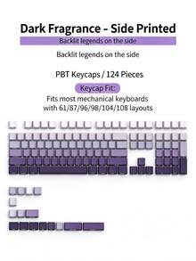 EWEADN Keycaps & Switches Side-Printed/Front-Printed Gradient Keycaps Dye-Sublimation Translucent Characters Compatible With Most Standard MX Cross-Axis Mechanical Magnetic Switch Keyboards - View 1