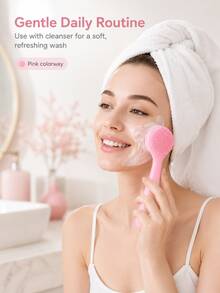 1-Piece Mixed-Color Set – Silicone Facial Cleansing Brush; Manual Exfoliating Brush; Reusable; For Removing Makeup Residue And Blackheads, And For Facial Massage. - Multicolor - View 2
