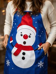 Unisex Christmas Apron 60 X 80 Cm, Featuring Santa Claus, Reindeer, Snowflake And Christmas Tree Patterns, Adding A Festive Atmosphere To Your Home, Christmas Party, Gathering And Kitchen - Multicolor - View 5