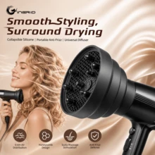 1PC Travel Foldable Hair Diffuser, Portable Collapsible Hair Diffuser Blow Dryer Hood, Retractable Hair Dryer Diffuser, Curly Hair Retractable Dryer, Silicone Diffuser Hood, Large Interface Retractable Diffuser For Curly Hair, Blow Dryer Diffuser Hood, Suitable For Natural Fine And Thick Hair, Universal Blow Dryer Accessory Compatible With Blow Dryers With Nozzles - Telescopic Windshield - View 12
