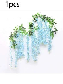 1/2pcs Artificial Wisteria Vine, Durable Plastic Faux Wisteria Flower Garland Hanging Decor, Suitable For Year-Round Wedding Decoration, Indoor/Outdoor Commercial Decoration - Multicolor - View 18