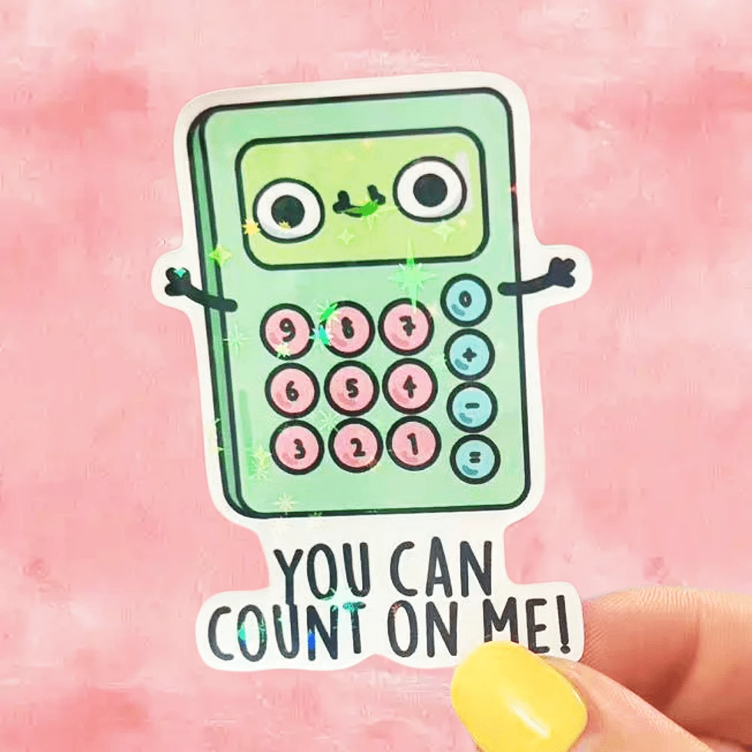 Green Calculator, You Can Count On Me! Suitable For Expressing Trustworthiness Waterproof Vinyl Sticker - Durable Matte Surface, Self-Adhesive Bumper Sticker, Suitable For Cars, Windows, Laptops, Trucks, Water Bottles - Multi-Functional Durable Design, Car Sticker - Vinyl - View 1