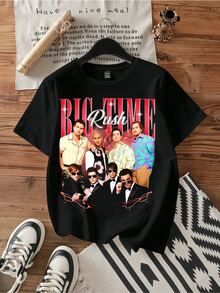 Big Time Rush Dual Portrait Retro Tour Concert Graphic Tee. - 黑色 - 查看 1
