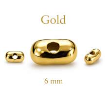 100/200 hạt cườm spacer lỗ giữa tròn nhẵn 6mm màu vàng bạc rời, phụ kiện làm vòng tay dây chuyền trang sức DIY - Hạt CCB - Xem 8