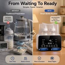 Hauture Baby Bottle Warmer & Sterilizer With Dual Bottle Space, Fast Milk Heater, Defrosting, Temperature Control And Timer Function For Baby Feeding Routine - US A Type Plug(110-127V) - View 4