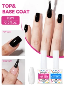 JIAZHICAI 15ml Transparent Base Coat & Top Coat Set, UV/LED Light Curing, Gel Nail Polish, Suitable For DIY Home Manicure Or Gift For Women - Clear - View 1
