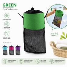 1-2pcs Mesh Clothespin Bag With Drawstring Closure, Hanging Clothes Peg Holder With Strap And Metal Hooks, Wide Mouth Laundry Storage Organizer - Multicolor - View 10