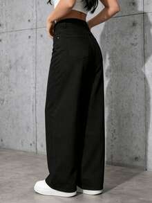 Pantalones vaqueros elásticos de talle alto para mujer - Vaqueros azules con lavado vintage, cierre de botones, bolsillos, aptos para todas las estaciones, talle alto - 2106 Negro - Ver 7
