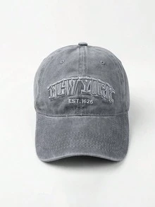 1件刺繡NEW YORK棒球帽，可調節防曬休閒帽，適合男孩女孩，春秋旅行、海灘度假遮陽帽 - 灰色 - 查看 6
