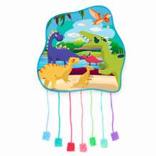 Piñata Infantil de Dinosaurios 47X47cm con Cintas para Tirar, Decoración de Cumpleaños Temático Jurásico, Sin Relleno - Ver 8