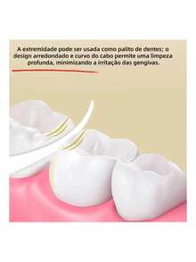 Kit 300un Fio Dental Individual Descartavel Com Haste Floss Pick Sem Sabor - Multicolorido - Visão 7