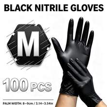 黑色丁腈手套，4/50/100入/包。無盒裝，無粉，耐用。尺寸：S, M, L, XL。耐用拋棄式家用清潔手套，適用於廚房、浴室、清潔、紋身店、美容院、染髮、寵物護理、美容院清潔用品及家用工具（無包裝盒）。 - 彩色 - 查看 9