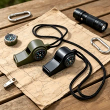 1 Multi-Functional Emergency Rescue Whistle With Compass, Outdoor Hiking Safety Tool - Multicolor - View 2