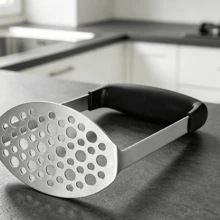 Stainless Steel Potato Masher, Black, 12 * 7 * 17 Cm-Ideal For Making Smooth Mashed Potatoes And Vegetable Purées - Black - View 1