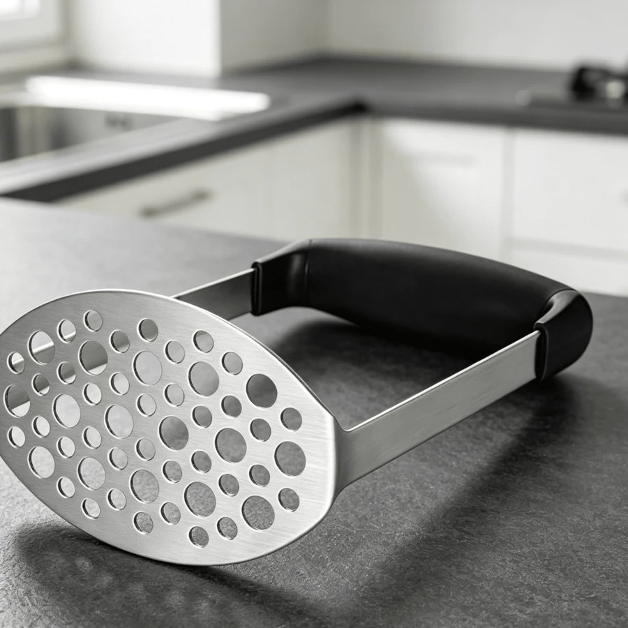 Stainless Steel Potato Masher, Black, 12 * 7 * 17 Cm-Ideal For Making Smooth Mashed Potatoes And Vegetable Purées - Black - View 1