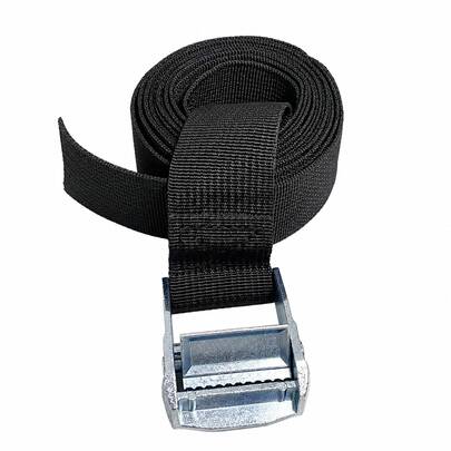 3.8cm * 3M Black Zinc Alloy Buckle Hook And Loop Cargo Tie Down Strap, Heavy Duty Reusable Hook And Loop Fastening Strap For Cargo Reinforcement