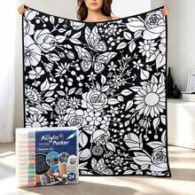 DIY 24-Color Coloring Blanket With Markers, Washable Velvet Creative Handmade Painting Blanket, Suitable For Holiday Art Activities - A - View 17