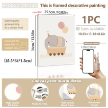 1pc Framed Canvas Wall Art, Circus Train Animal Children's Room Decor Painting, Lion In Steam Train Carriage, Monkey And Giraffe In Carnival Carriage, And Party Elephant Holding Balloon On Cream Background, Bohemian Style Neutral Nursery Gallery Wall Decor, Ready To Hang Framed Art Set, Suitable For Toddler Bedroom, Playroom And Baby Shower Gift, Gift For Little Circus Fans, Gentle And Minimalist Children's Room Wall Decoration - Multicolor - View 27