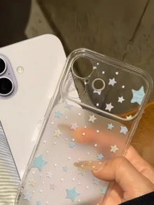 1件透明夢幻彩色星星極簡個性化TPU防震全包手機殼，適用於Apple 17 16 15 14 13 12 11 Pro Max Air - 彩色 - 查看 4