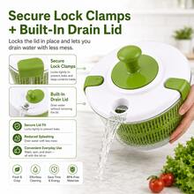 Lettuce Dryer With Drain, Manual Produce Dryer Colander Bowl With Locking Lid, 5QT Large Capacity Salad Spinner For Meal Preparation In The Kitchen. - L - View 8