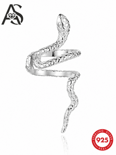 AnlaScheer 1 pieza Pendiente de clip con forma de serpiente de plata de ley S925, para usar en la oreja derecha, diseño hipoalergénico, joyería exquisita para mujer, adecuado para uso diario, fiestas y regalos