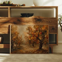 1pc Vintage Autumn Apple Orchard Exquisite Art Wall Painting, Impressionist Autumn Landscape Canvas Wall Decor, Pastoral Oil Painting Style, Frameless, Autumn Landscape Picture, Suitable For Bedroom, Living Room, Kitchen And Other Indoor Decoration, Creative Housewarming Gift, Home Decor, Indoor Wall Art - A - View 5