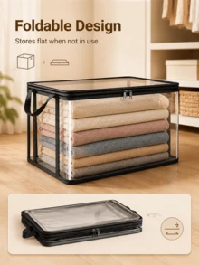 Thickened Transparent PVC Storage Box, Foldable Storage Bag With Visible Window, Rectangular Container, Suitable For Books, Toys, Stationery And Snacks, Space-Saving Home And Classroom Storage, Practical Holiday Gift Choice - Multicolor - View 6