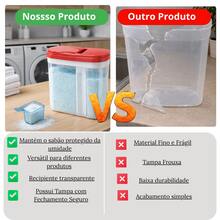Kit 3 Porta Sabão Com Tampa Plástico Resistente Organização Lavanderia (Cores Sortidas) - Em pó - Visão 5