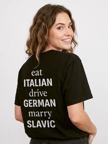 Eat Italian Drive German Marry Slavic T-Shirt, Heritage Pride Tee, herrkläder,,M.J - Svart - Visa 3