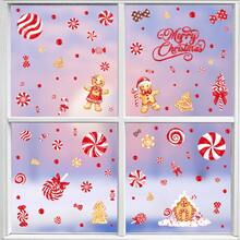 106pcs Christmas Gingerbread And Candy Cane Window Decals - Self-Adhesive Plastic Holiday Stickers With Cartoon Gingerbread Man, Candy Cane And Merry Christmas Text - For Home, Door, Candy Land Party, Gingerbread Christmas Decor Glass Decoration - 8.66in*11.81in*6 - View 4