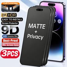 3PCS Frosted Ceramic Privacy Screen Protector For IPhone 17 Pro Max/17 Pro/17 Air/17/16 Pro Max/16/15 Pro Max/15 Pro/15/14/13 Plus/12/11 Series, Matte Anti-Spy Full Coverage Film, Soft Touch Anti-Glare Surface, HD Clear Display, Fingerprint Resistant, Scratch Protection, Smooth Touch Feel, Case Friendly Fit - Black - View 18
