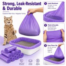 Large Thick Leak-Proof Cat Litter Bags, Suitable For Pet Waste Cleanup And Odor Control; Made Of Thick Absorbent Material With Drawstring Seal Design, Specifically Designed For Multi-Cat Households, Effectively Eliminates Odors During Cat Litter Box Cleaning. - View 2