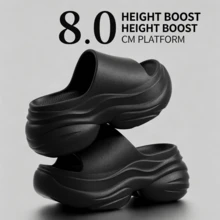 Women's 8CM Thick Platform Sandals, Summer New Fashion EVA Slippers, Comfortable Height-Increasing Style, Suitable For Outdoor, Beach And Dating - Black - View 1