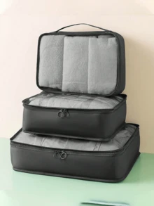3/1pc Polyester Travel Storage Set, Minimalist Slogan Pattern Waterproof Clothing Organizer Bag, Foldable Luggage Packing Bag, Travel Storage Bag, Large Capacity Storage Bag, Luggage Bag, Shoe Bag, Drawstring Bag, Minimalist Fashion Travel Storage Set, Luggage Bag Shoe Bag, Multi-Functional Lightweight Breathable Clothing Storage Bag, Travel Organizer Bag, Travel Accessories, Back To School Season, Dorm Essentials, Autumn New Arrival - Multicolor - View 11