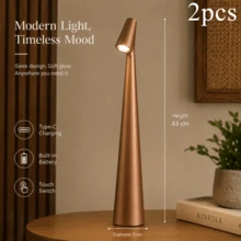 1件/2件可充電無線LED檯燈，3段調光觸控檯燈，現代極簡便攜床頭燈，適用於臥室、餐廳與辦公室 - 白紅光 - 查看 39