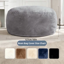Funda de sofá tipo puf gigante de 1,5 metros, con tejido polar ártico suave y agradable al tacto, ideal para sofás redondos y camas, para usar en salones, dormitorios y residencias estudiantiles, y lavable a máquina. - Gris - Ver 4