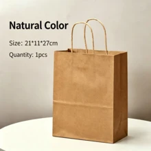 1/10/20/30 Pcs Natural Kraft Paper Bags, Durable, Suitable For Baking, Milk Tea, Coffee, Gifts, Party Favors, Etc. - Multicolor - View 12