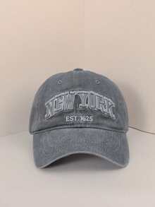 1件刺繡NEW YORK棒球帽，可調節防曬休閒帽，適合男孩女孩，春秋旅行、海灘度假遮陽帽 - 灰色 - 查看 3