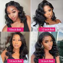 Glueless Body Wave Wigs Human Hair Pre Plucked Pre Cut 4X4 Lace Closure Bob Wigs Brazilian Hair 180 Density Put On And Go Wavy Bob Human Hair Wigs For Beginners Friendly - Natural Black - View 8